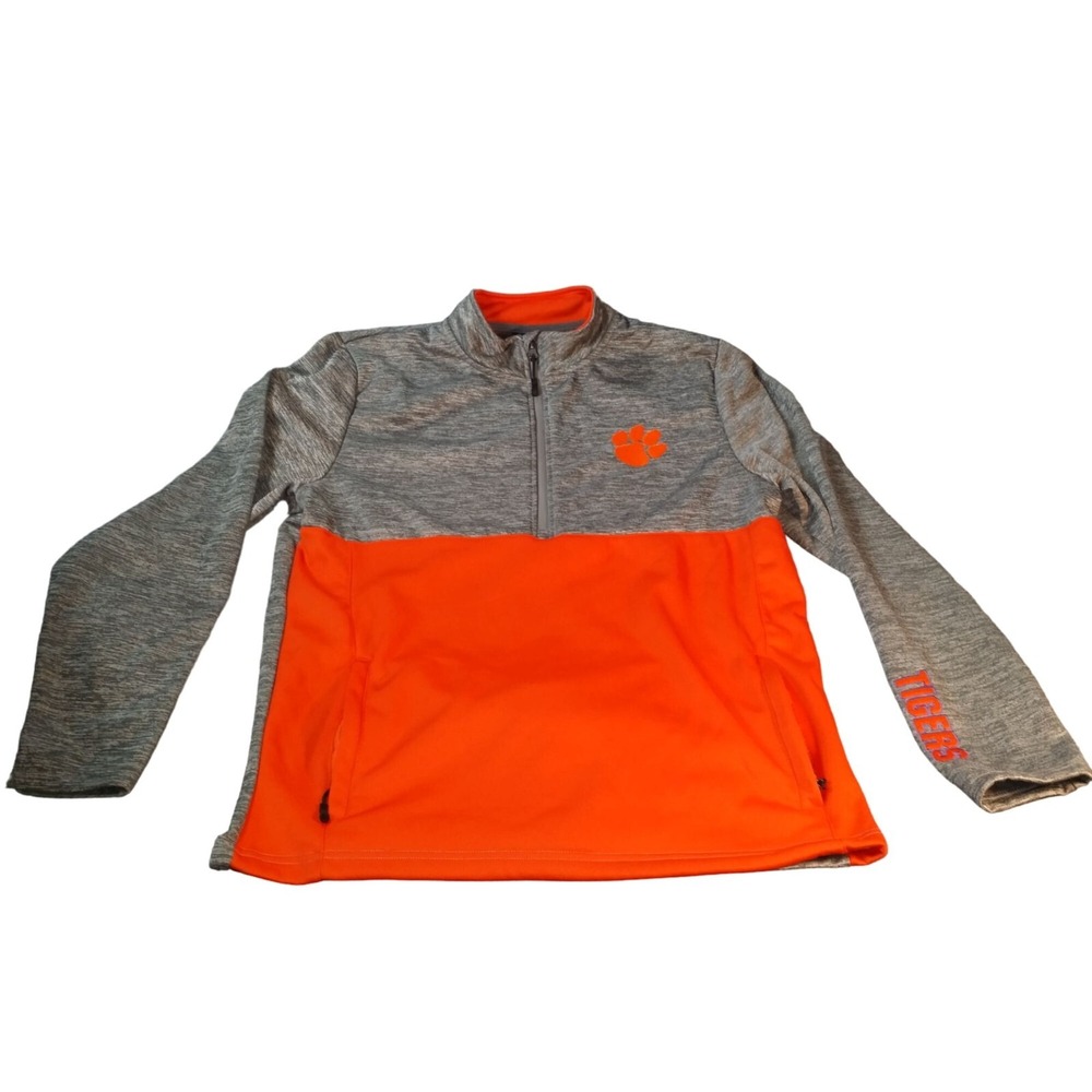 Clemson Tigers Pullover Mens Sz L Colosseum Gray Orange NCAA Football Activewear